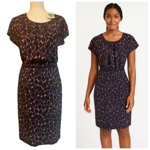 Boden 2-Piece Set Dress Outfit Silk Top Blouse Pencil Skirt Navy Work Office 6R